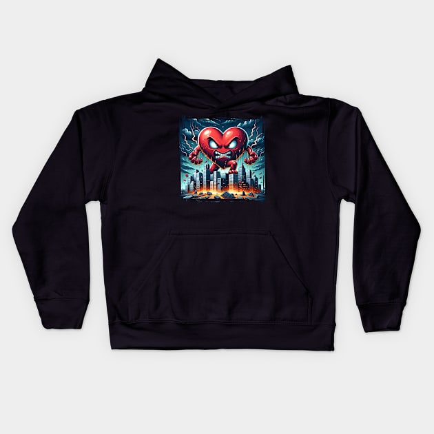 Monster Heart Kids Hoodie by luwakka